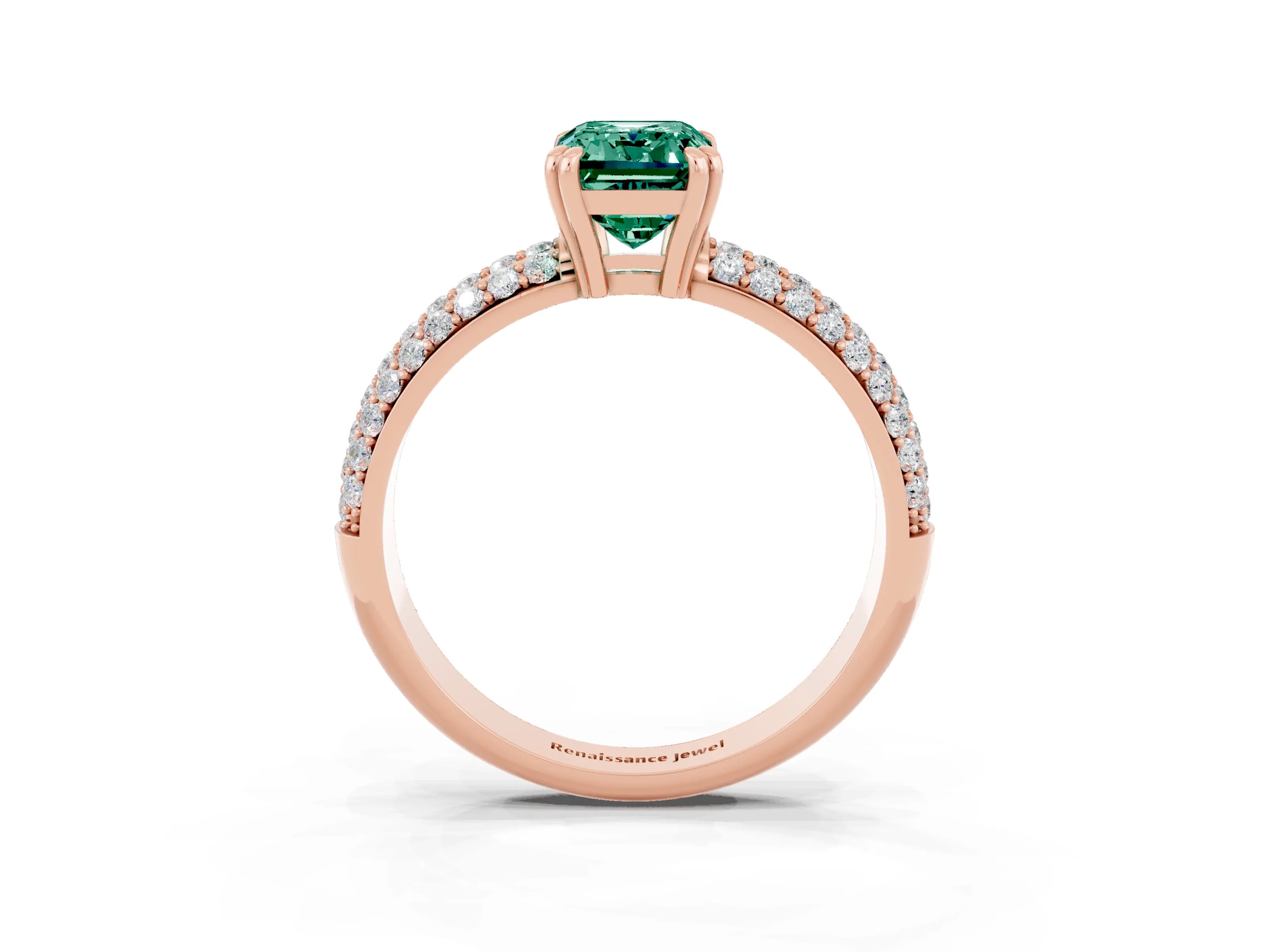 Rose gold Emerald Cut Cut Diamond Milgrain Marquise Band with Prong Setting_3