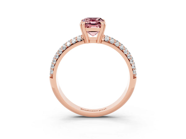 Rose gold Emerald Cut Cut Diamond Milgrain Marquise Band with Prong Setting