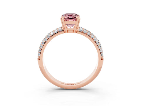 Rose gold Emerald Cut Cut Diamond Milgrain Marquise Band with Prong Setting_3