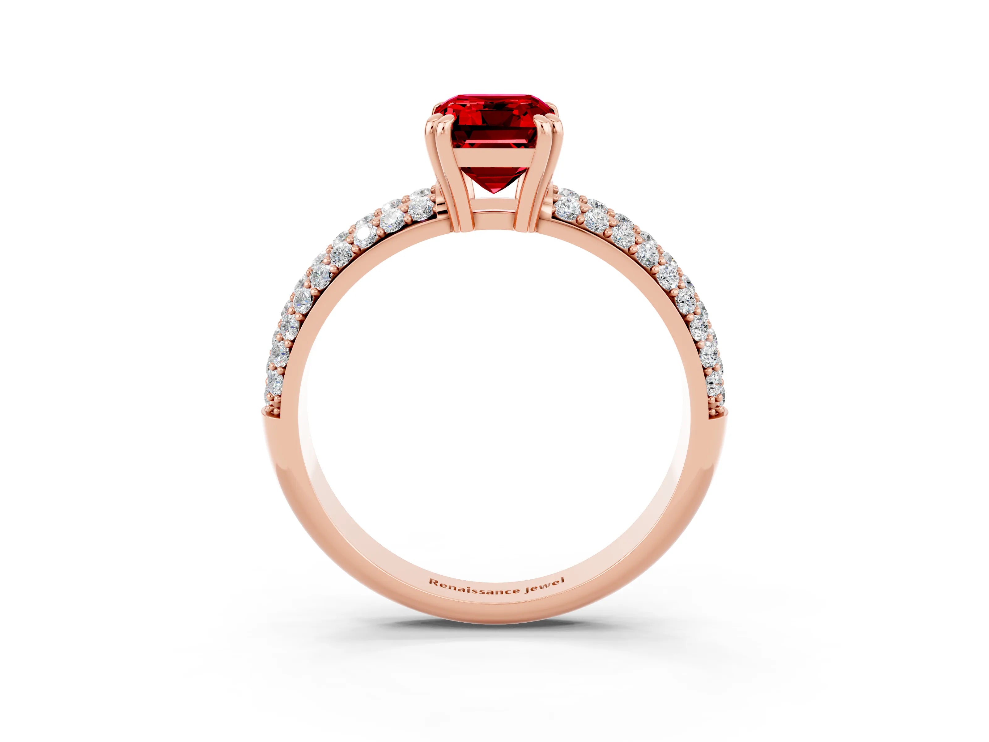 Rose gold Emerald Cut Cut Diamond Milgrain Marquise Band with Prong Setting_3