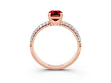 Rose gold Emerald Cut Cut Diamond Milgrain Marquise Band with Prong Setting_3