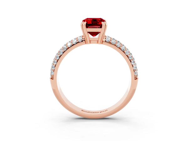 Rose gold Emerald Cut Cut Diamond Milgrain Marquise Band with Prong Setting