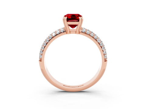 Rose gold Emerald Cut Cut Diamond Milgrain Marquise Band with Prong Setting_3
