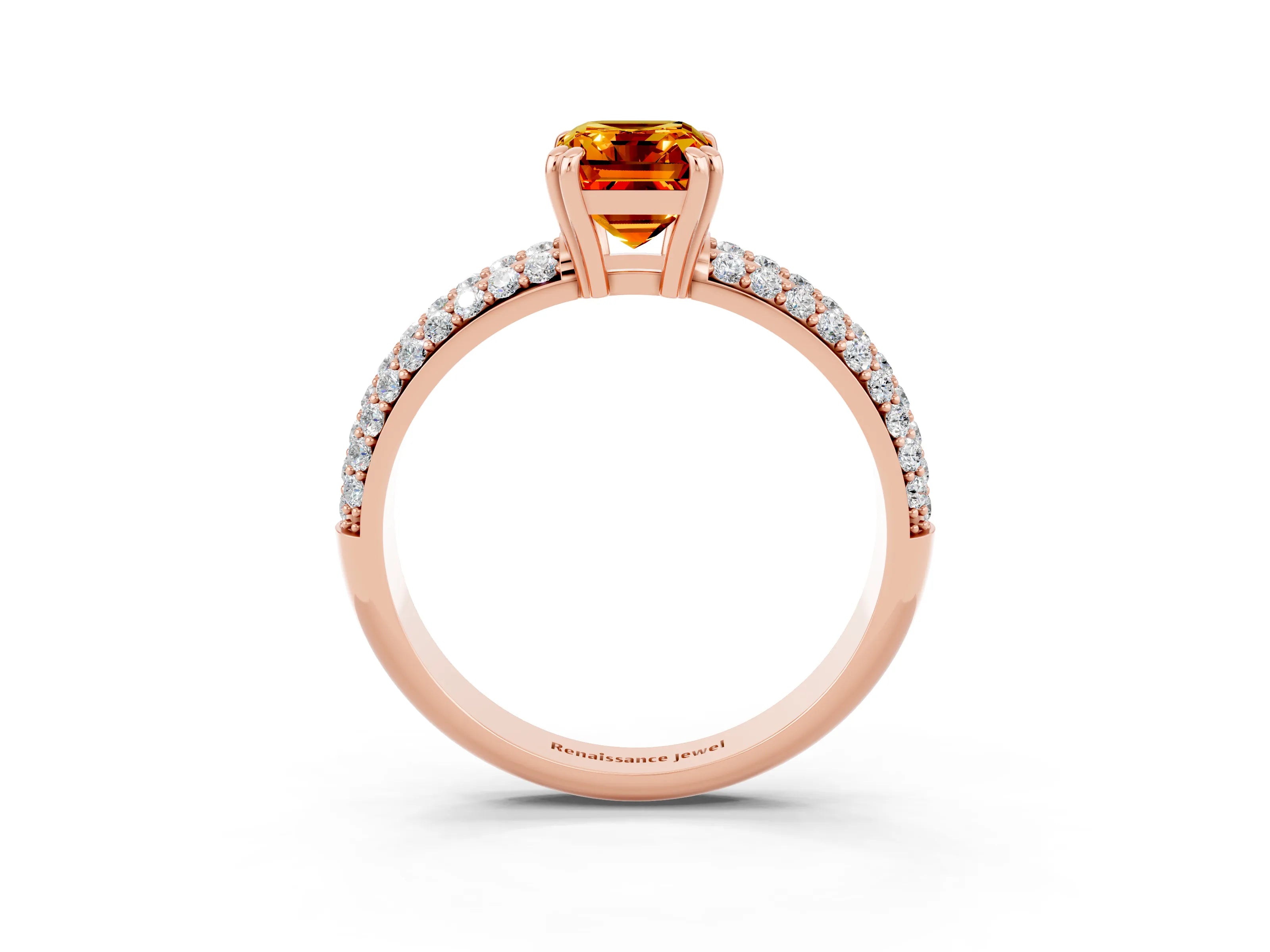 Rose gold Emerald Cut Cut Diamond Milgrain Marquise Band with Prong Setting_3
