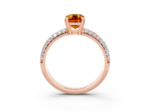 Rose gold Emerald Cut Cut Diamond Milgrain Marquise Band with Prong Setting_3