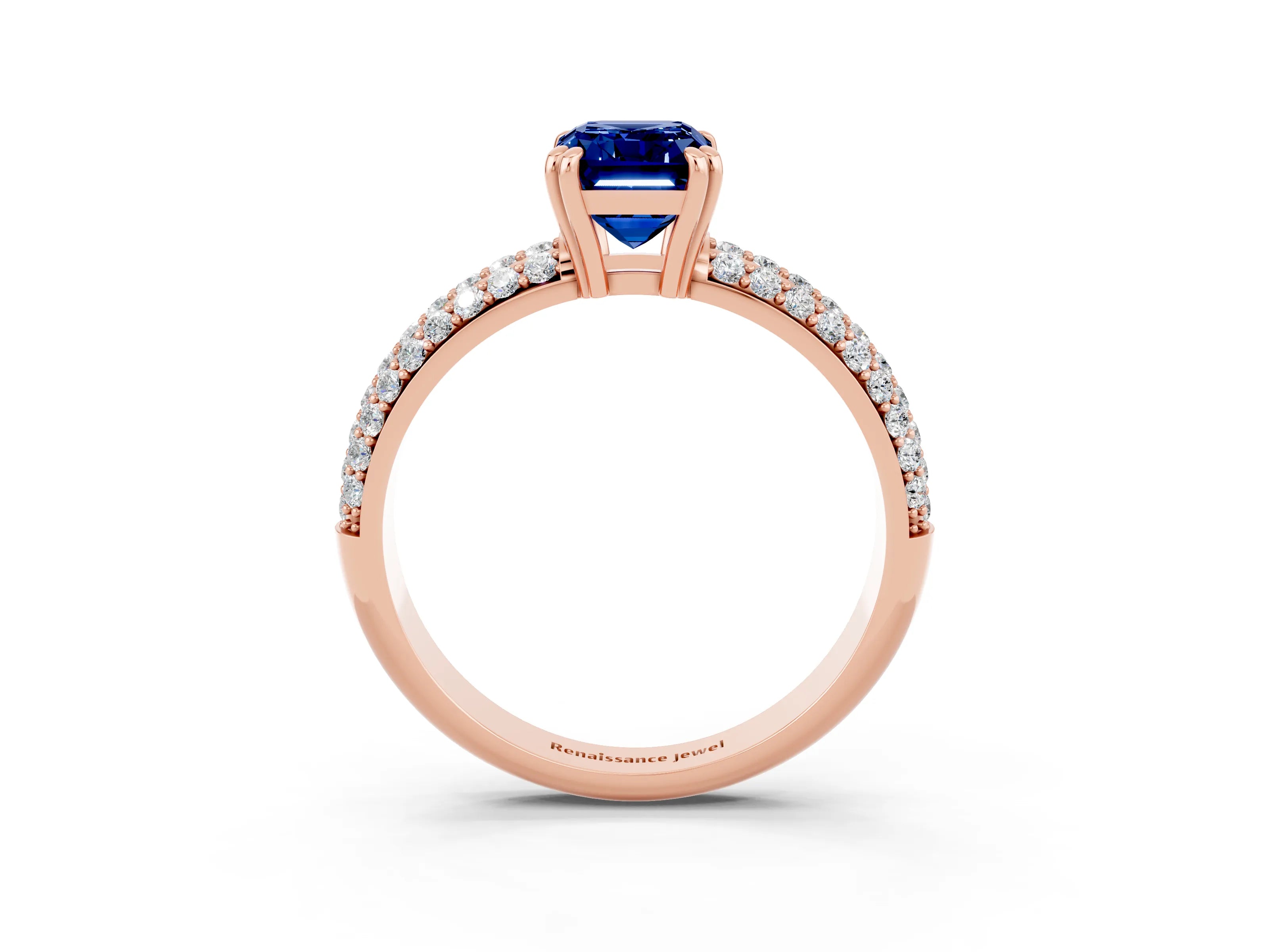 Rose gold Emerald Cut Cut Diamond Milgrain Marquise Band with Prong Setting_3