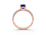 Rose gold Emerald Cut Cut Diamond Milgrain Marquise Band with Prong Setting_3