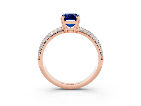 Rose gold Emerald Cut Cut Diamond Milgrain Marquise Band with Prong Setting_3