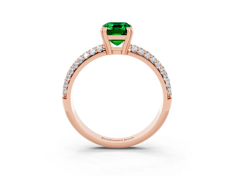 Rose gold Emerald Cut Cut Diamond Milgrain Marquise Band with Prong Setting_3