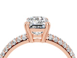 Rose gold Emerald Cut Cut Diamond Milgrain Marquise Band with Prong Setting_4