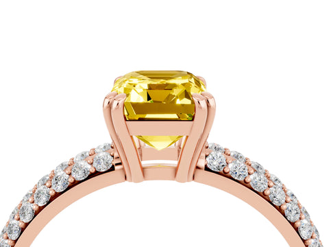 Rose gold Emerald Cut Cut Diamond Milgrain Marquise Band with Prong Setting_4