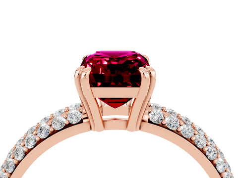 Rose gold Emerald Cut Cut Diamond Milgrain Marquise Band with Prong Setting_4