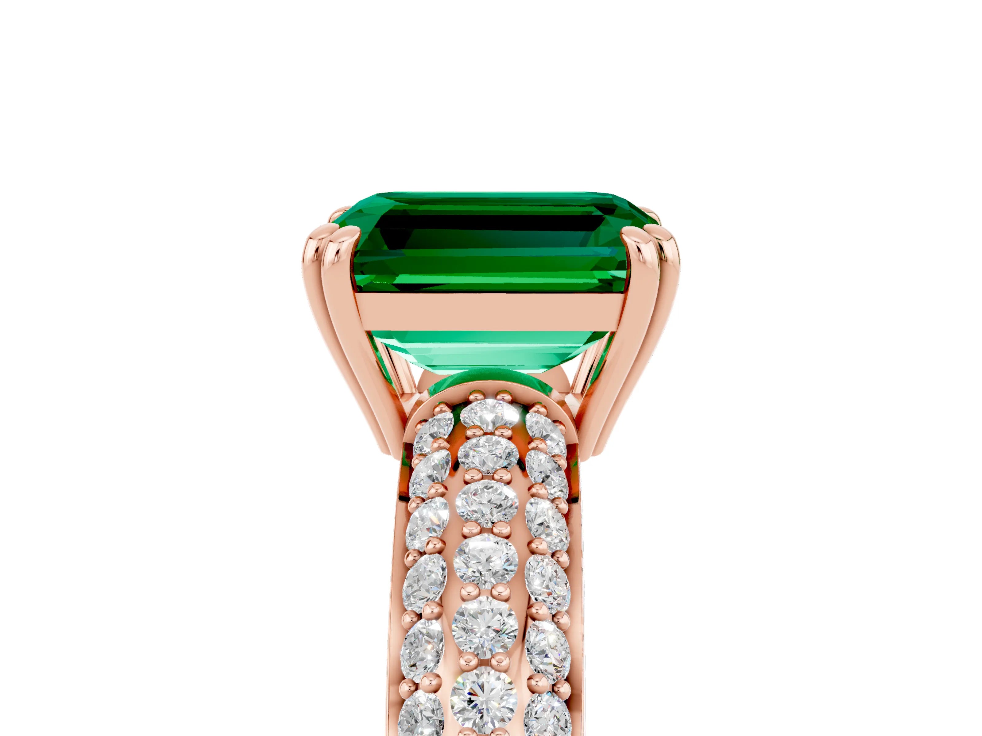 Rose gold Emerald Cut Cut Diamond Milgrain Marquise Band with Prong Setting_5