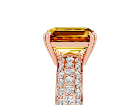 Rose gold Emerald Cut Cut Diamond Milgrain Marquise Band with Prong Setting_5