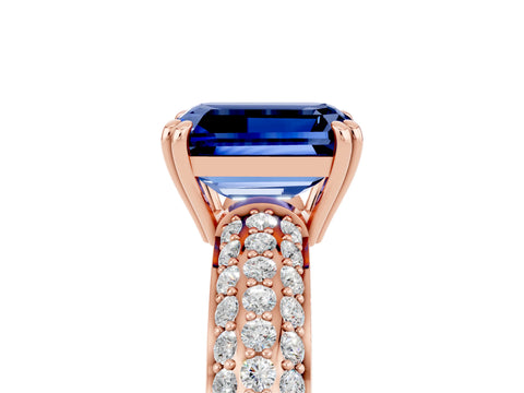 Rose gold Emerald Cut Cut Diamond Milgrain Marquise Band with Prong Setting_5