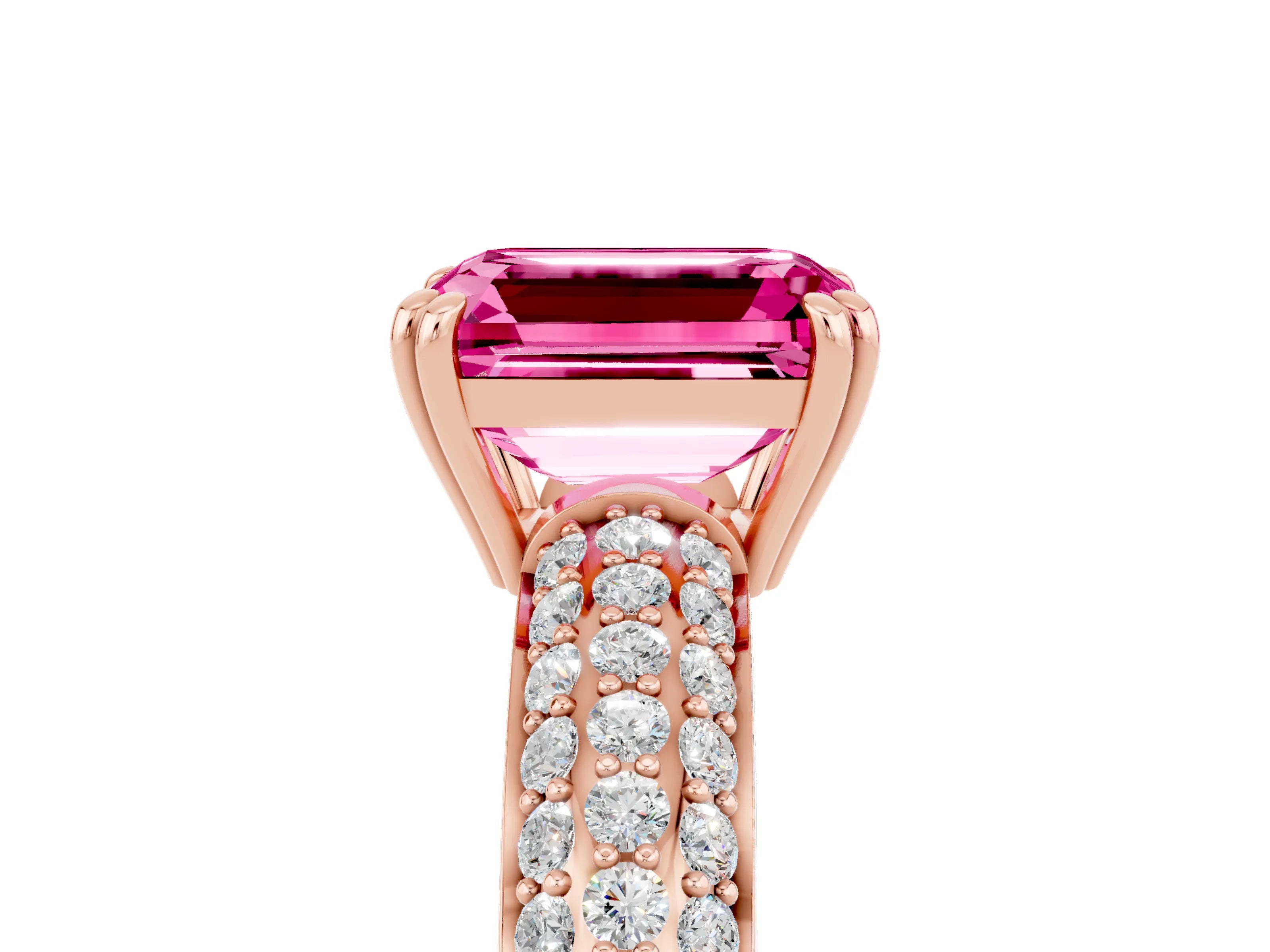 Rose gold Emerald Cut Cut Diamond Milgrain Marquise Band with Prong Setting_5