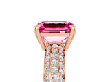 Rose gold Emerald Cut Cut Diamond Milgrain Marquise Band with Prong Setting_5