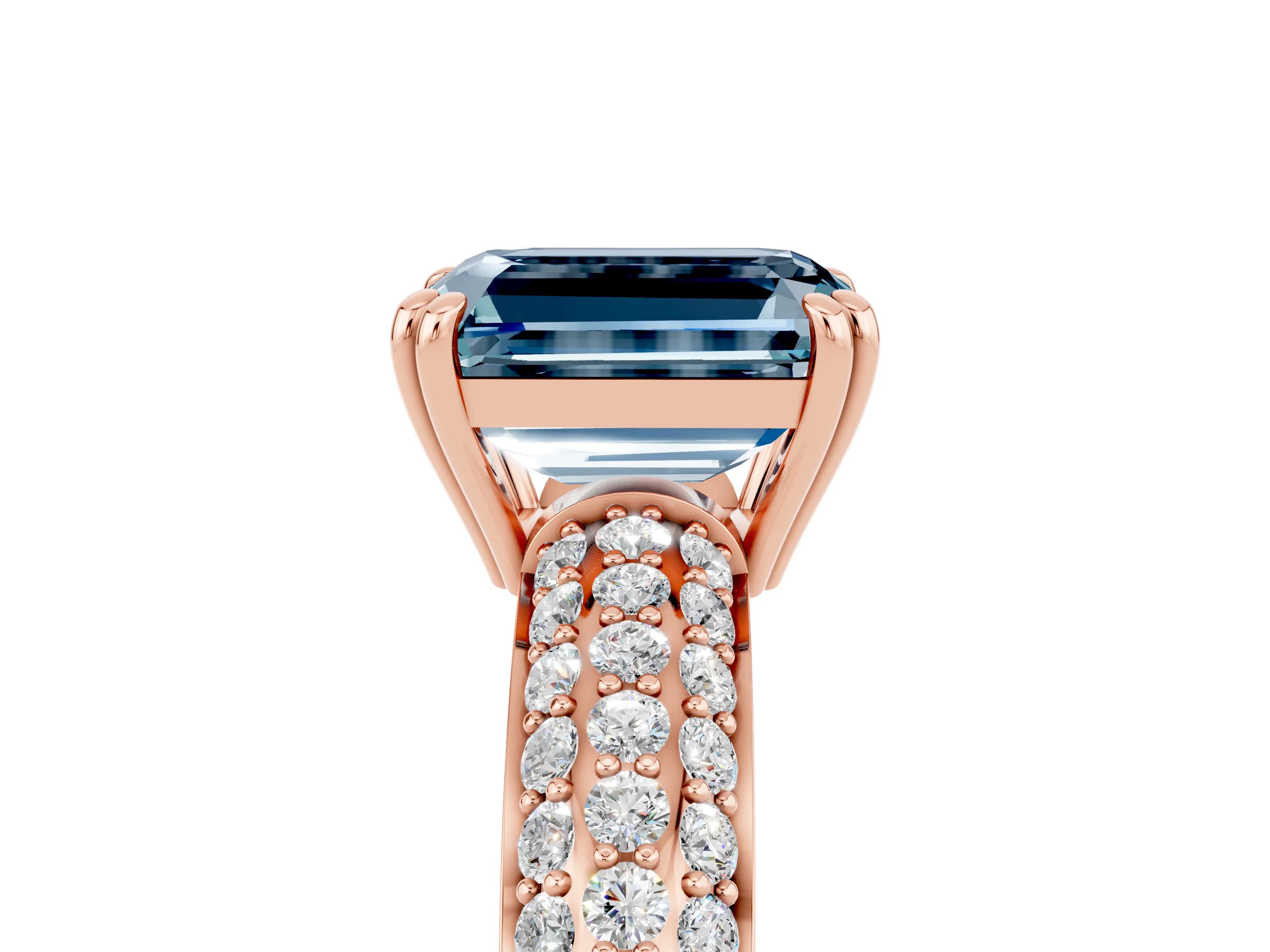 Rose gold Emerald Cut Cut Diamond Milgrain Marquise Band with Prong Setting_5