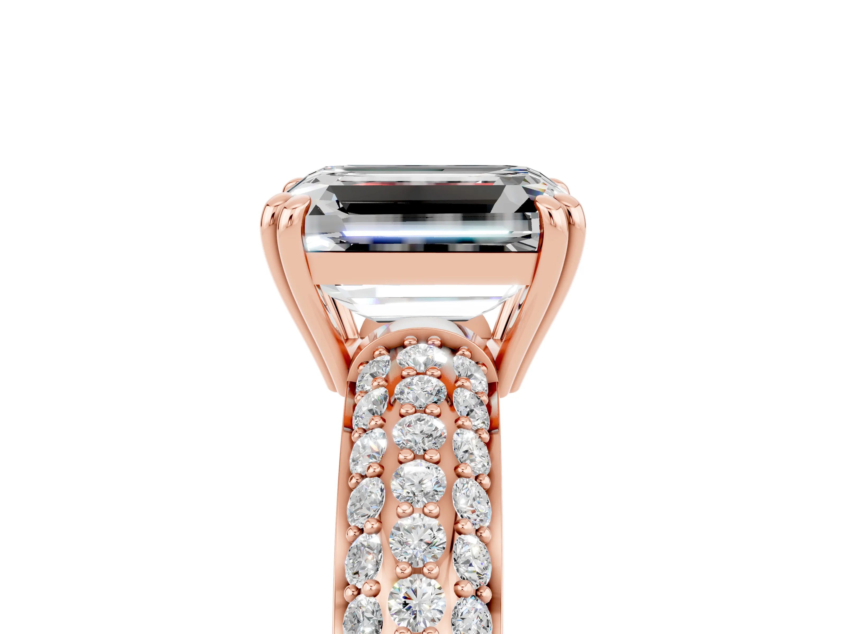 Rose gold Emerald Cut Cut Diamond Milgrain Marquise Band with Prong Setting_5