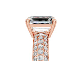 Rose gold Emerald Cut Cut Diamond Milgrain Marquise Band with Prong Setting_5