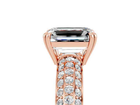 Rose gold Emerald Cut Cut Diamond Milgrain Marquise Band with Prong Setting_5