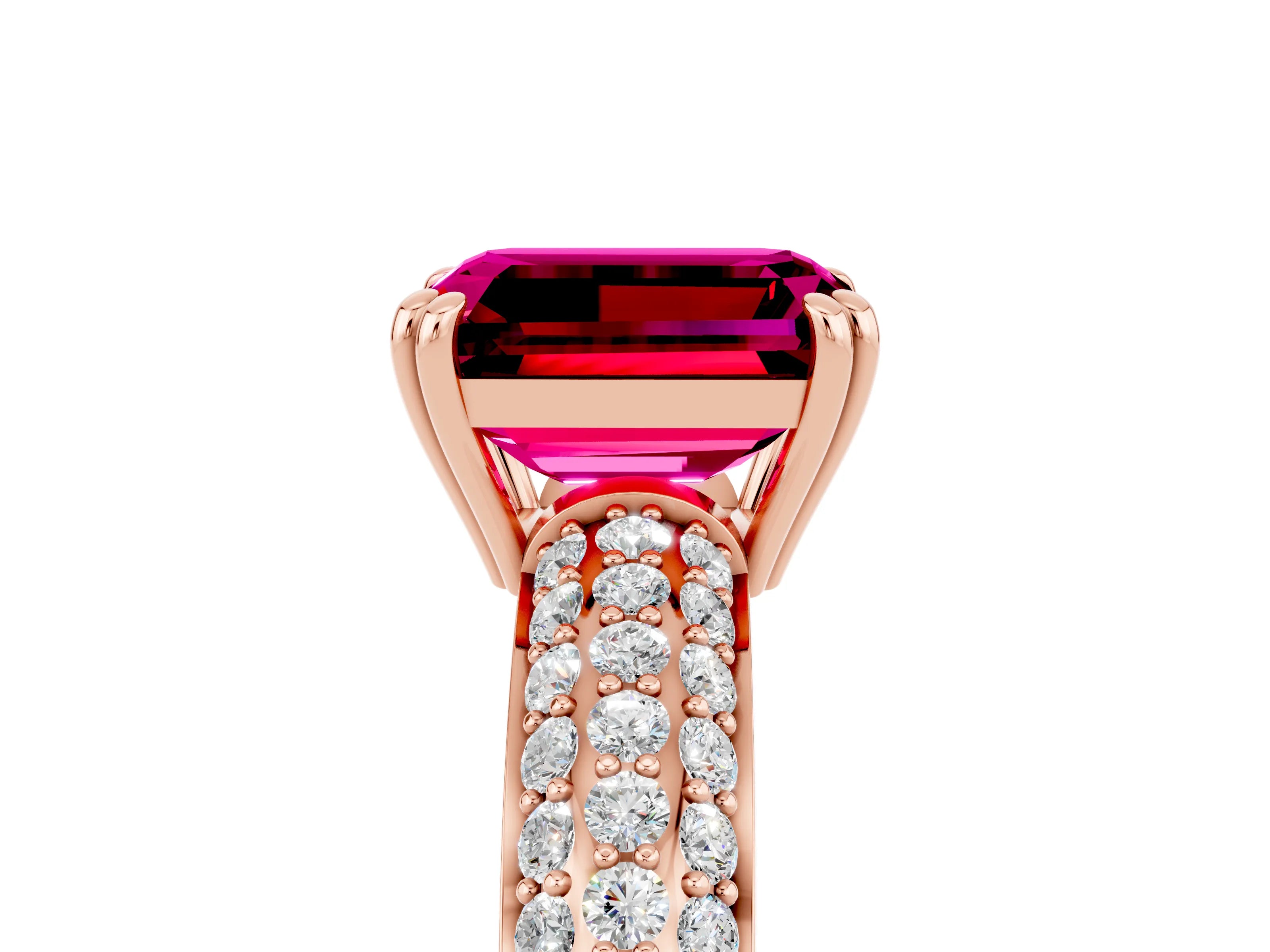 Rose gold Emerald Cut Cut Diamond Milgrain Marquise Band with Prong Setting_5