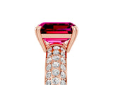Rose gold Emerald Cut Cut Diamond Milgrain Marquise Band with Prong Setting_5