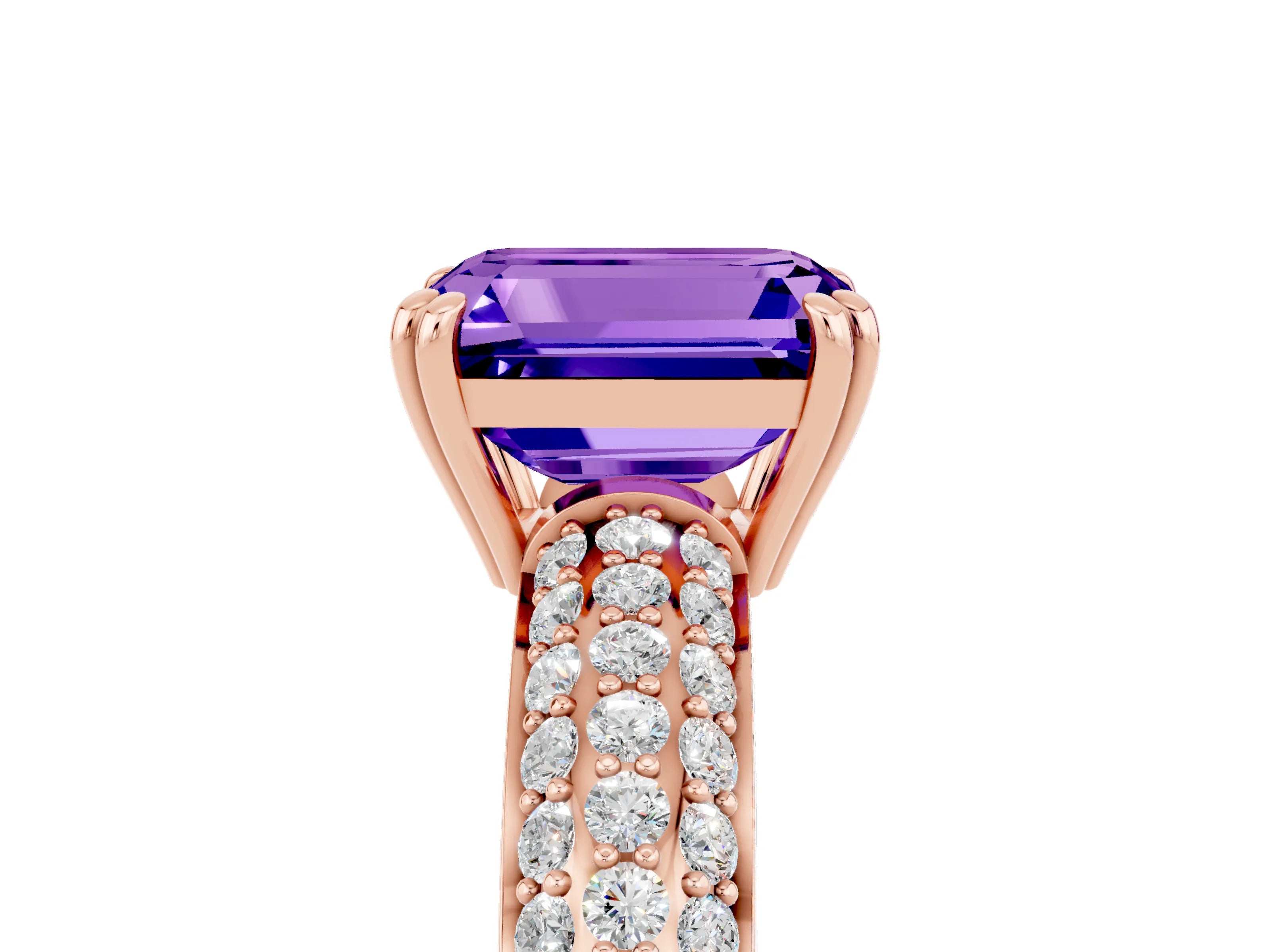 Rose gold Emerald Cut Cut Diamond Milgrain Marquise Band with Prong Setting_5