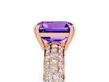 Rose gold Emerald Cut Cut Diamond Milgrain Marquise Band with Prong Setting_5