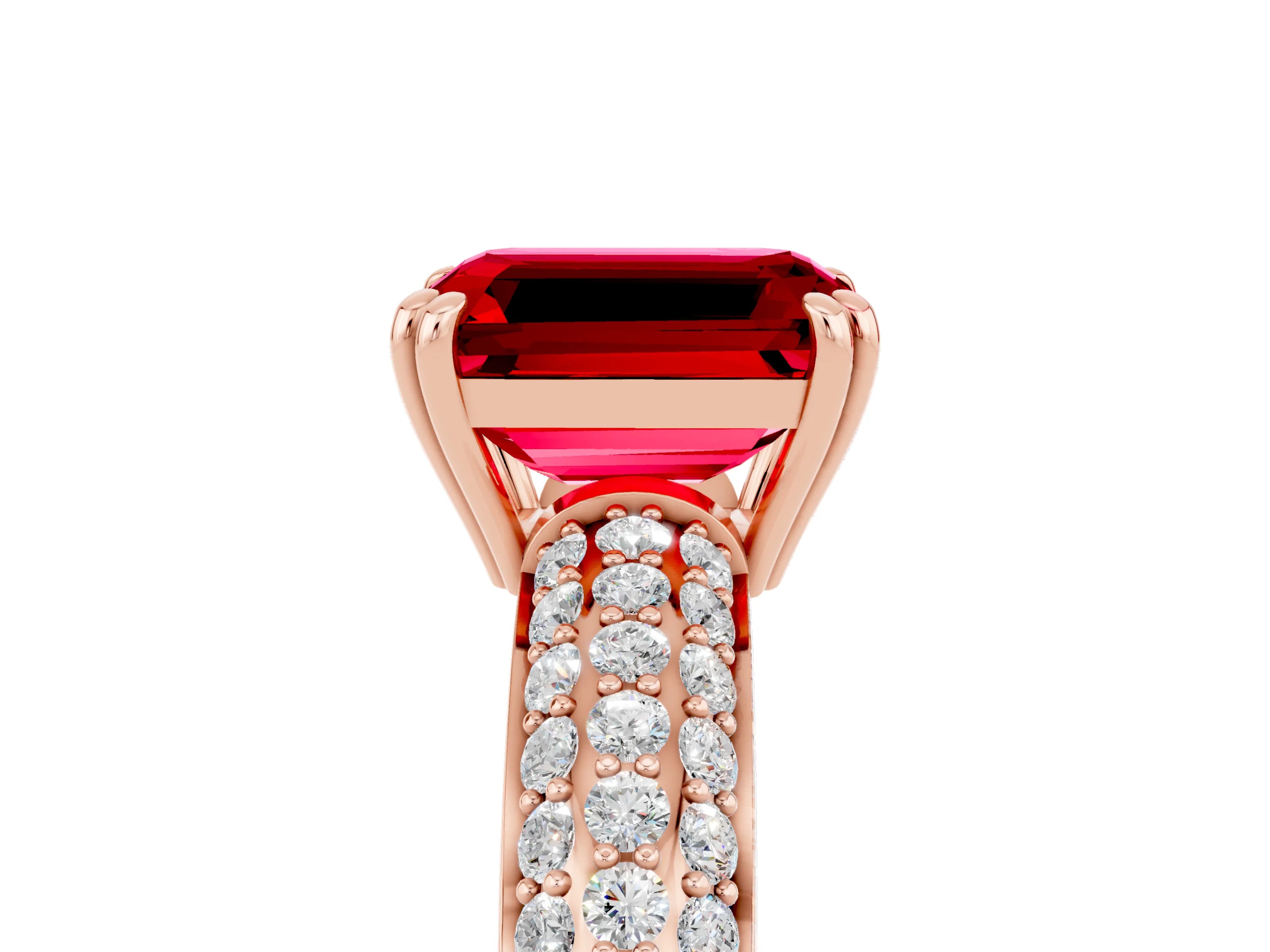 Rose gold Emerald Cut Cut Diamond Milgrain Marquise Band with Prong Setting_5