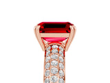 Rose gold Emerald Cut Cut Diamond Milgrain Marquise Band with Prong Setting_5