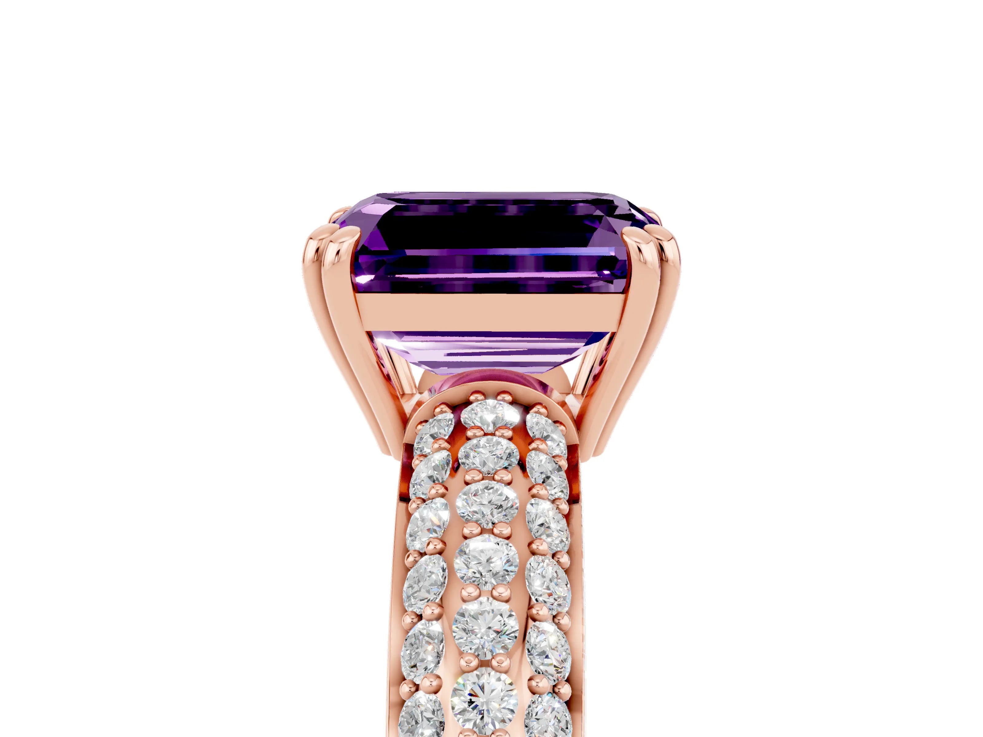 Rose gold Emerald Cut Cut Diamond Milgrain Marquise Band with Prong Setting_5