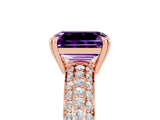 Rose gold Emerald Cut Cut Diamond Milgrain Marquise Band with Prong Setting_5