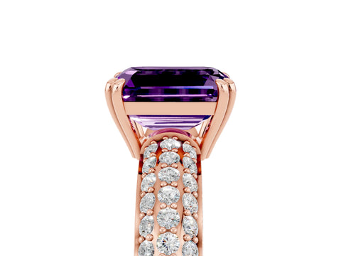 Rose gold Emerald Cut Cut Diamond Milgrain Marquise Band with Prong Setting_5