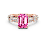 Rose gold Emerald Cut Cut Diamond Milgrain Marquise Band with Prong Setting