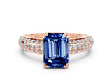Rose gold Emerald Cut Cut Diamond Milgrain Marquise Band with Prong Setting