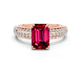 Rose gold Emerald Cut Cut Diamond Milgrain Marquise Band with Prong Setting