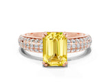 Rose gold Emerald Cut Cut Diamond Milgrain Marquise Band with Prong Setting