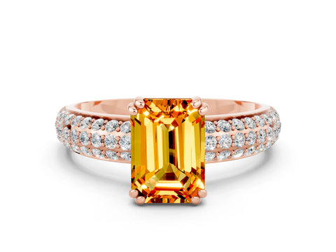 Rose gold Emerald Cut Cut Diamond Milgrain Marquise Band with Prong Setting