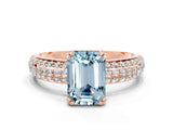 Rose gold Emerald Cut Cut Diamond Milgrain Marquise Band with Prong Setting