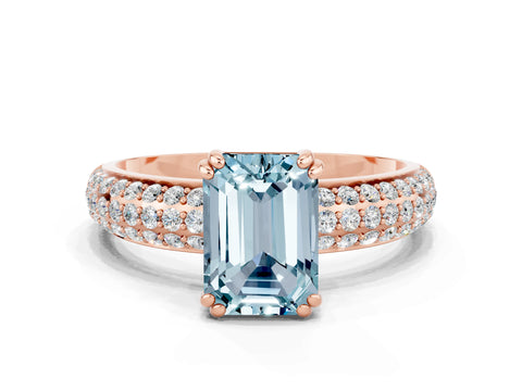 Rose gold Emerald Cut Cut Diamond Milgrain Marquise Band with Prong Setting
