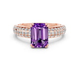 Rose gold Emerald Cut Cut Diamond Milgrain Marquise Band with Prong Setting