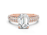 Rose gold Emerald Cut Cut Diamond Milgrain Marquise Band with Prong Setting