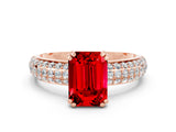 Rose gold Emerald Cut Cut Diamond Milgrain Marquise Band with Prong Setting