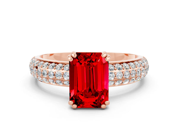 Rose gold Emerald Cut Cut Diamond Milgrain Marquise Band with Prong Setting