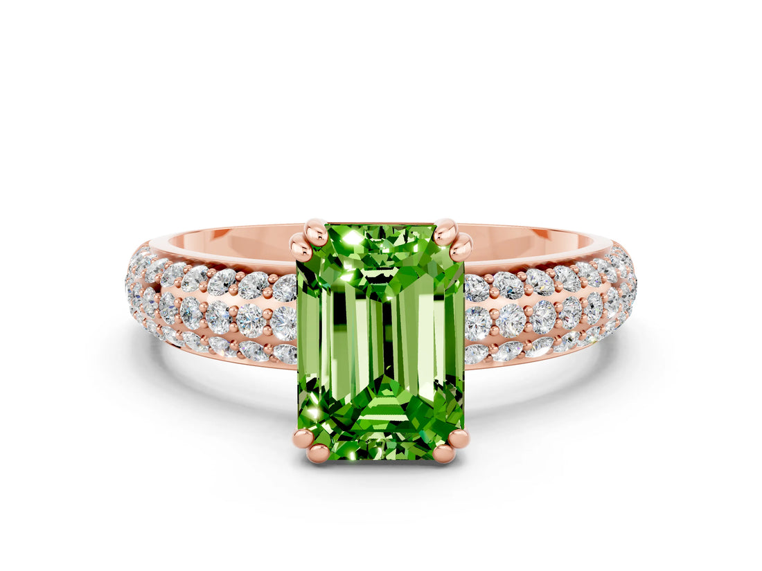 Rose gold Emerald Cut Cut Diamond Milgrain Marquise Band with Prong Setting