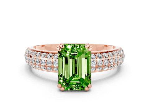 Rose gold Emerald Cut Cut Diamond Milgrain Marquise Band with Prong Setting