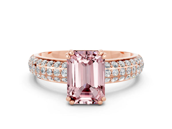 Rose gold Emerald Cut Cut Diamond Milgrain Marquise Band with Prong Setting