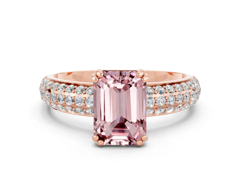 Rose gold Emerald Cut Cut Diamond Milgrain Marquise Band with Prong Setting