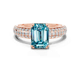 Rose gold Emerald Cut Cut Diamond Milgrain Marquise Band with Prong Setting
